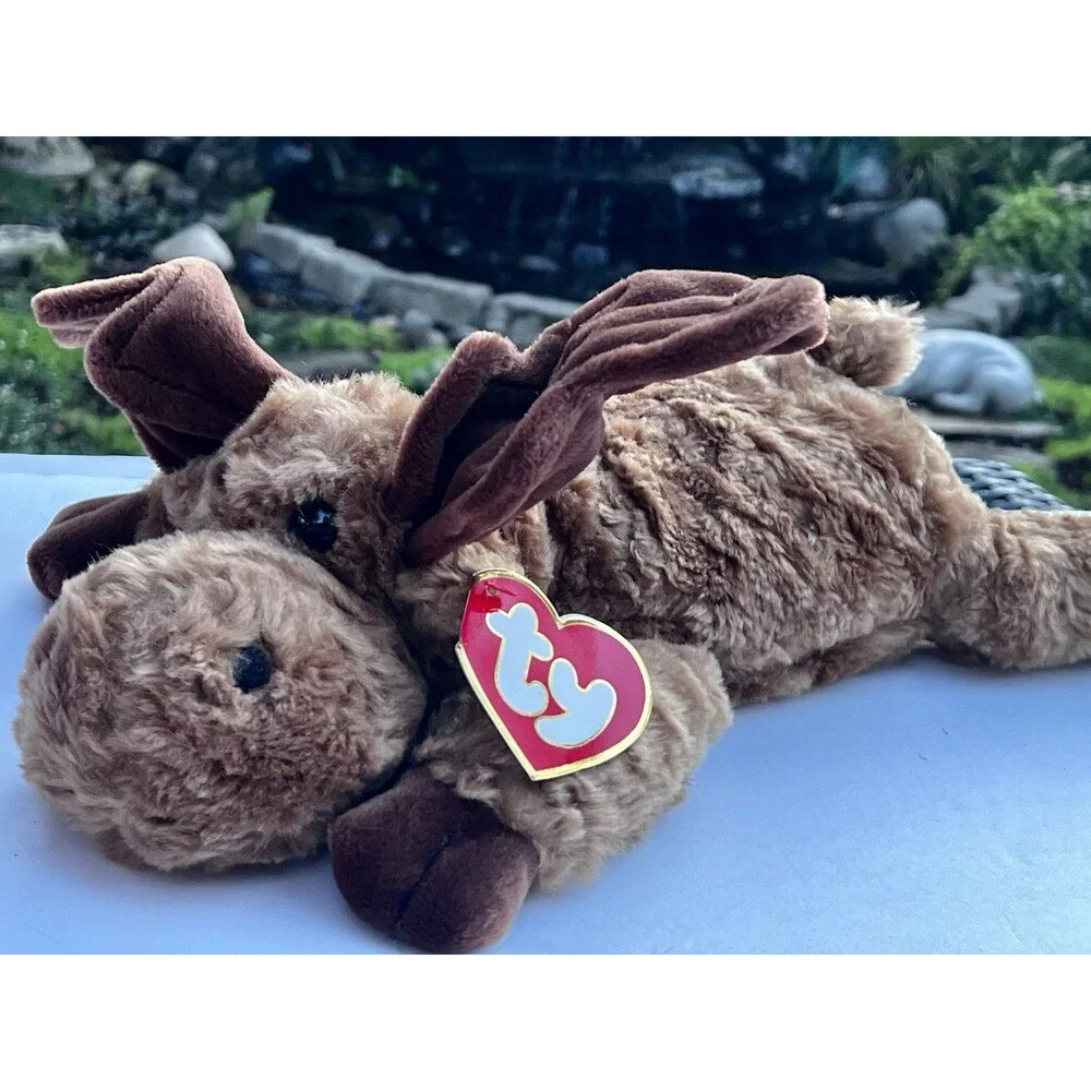 Vintage Ty Beanie Baby Mortimer Moose 1995 Korea Plush w/ Swing Tag Hunting